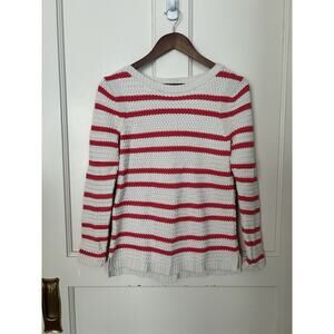 Talbots Striped Mid Weight Textured Sweater Womens Size Med. Ivory Pink Classic